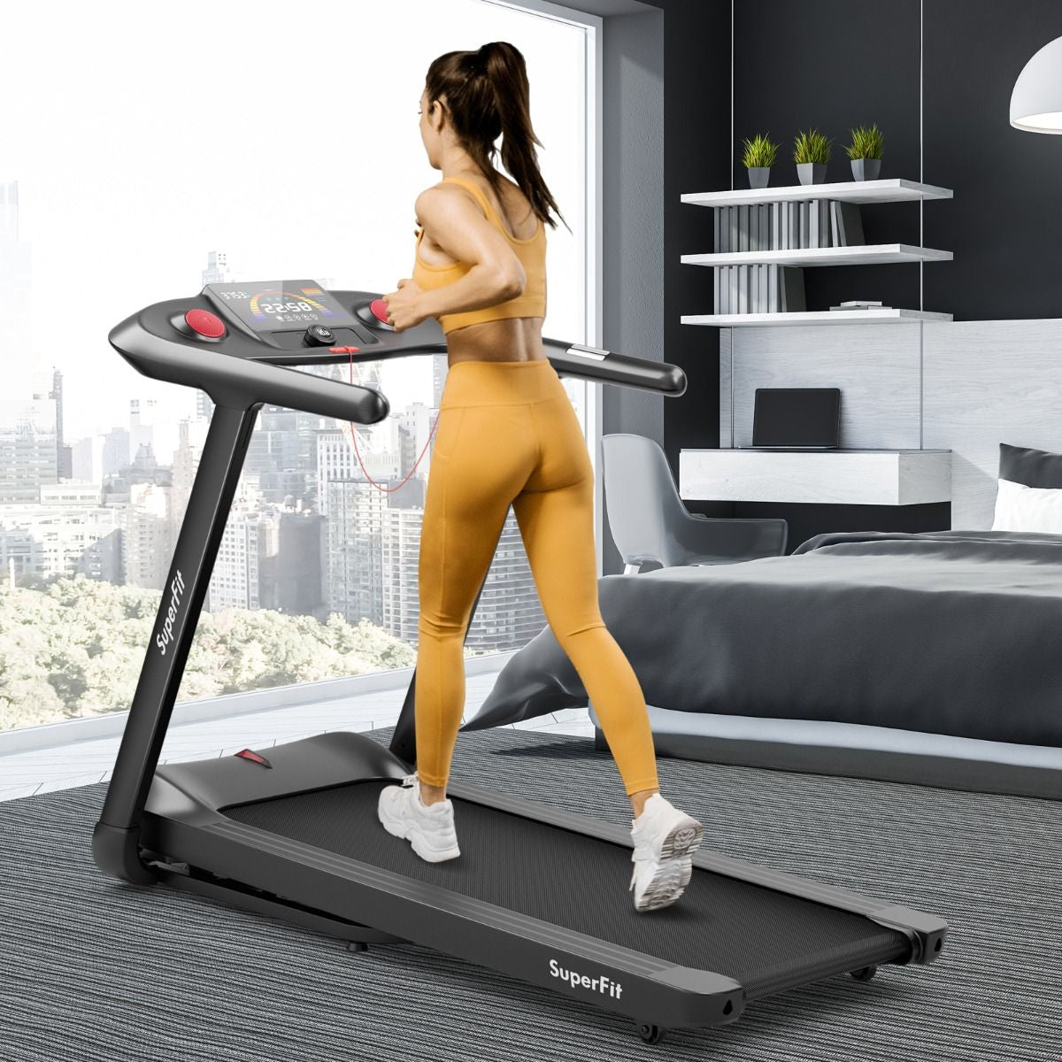 4.75HP Folding Treadmill with Voice Control & 20 Preset Programs & Auto Incline