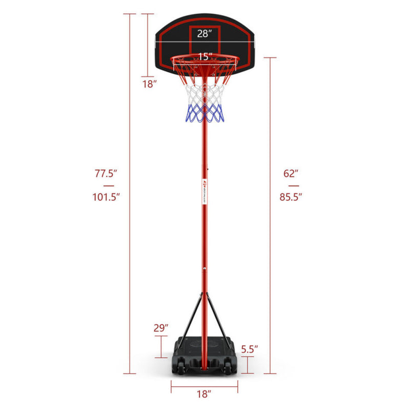 Portable Basketball Hoop with Backboard and Wheels