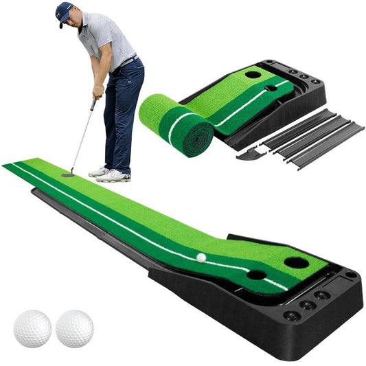 Indoor Golf Putting Green with Ball Return Automatic Portable Golf Game Practice Training Aid for Home/Backyard Use 2 Balls Free