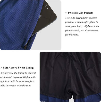 Men'S Workout Shorts 7" Running Shorts Athletic Bike Shorts Gym Shorts for Men with Zipper Pocket