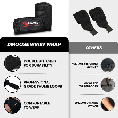 Wrist Wraps, Avoid Injury and Maximize Grip with Thumb Loop, 18" or 12" Gym Straps Pair, Wrist Straps for Weightlifting, Powerlifting, Bench Press, Bodybuilding, Deadlift Straps for Men & Women