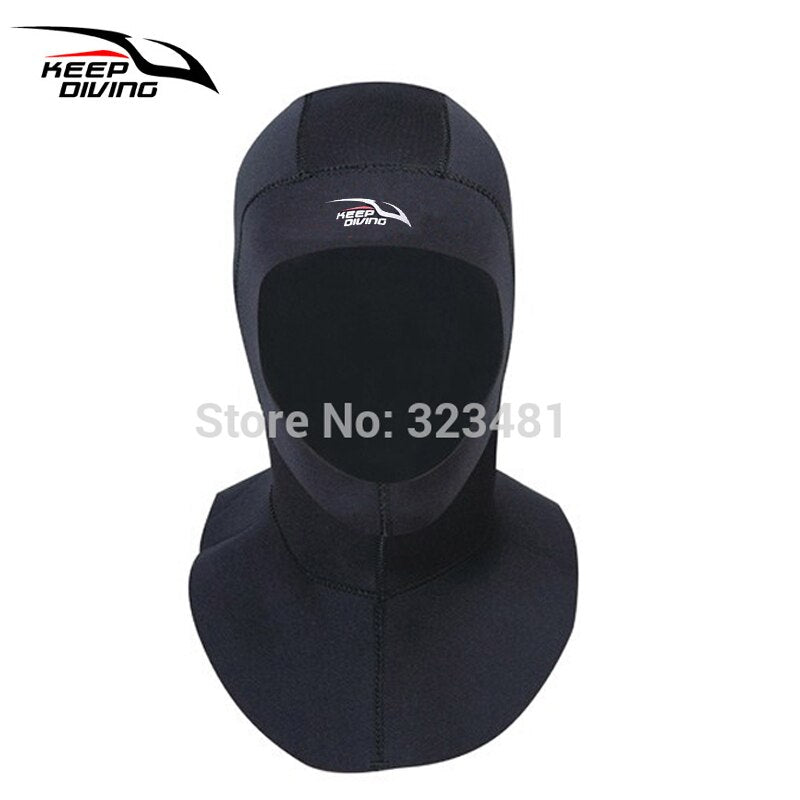 3MM Neoprene Diving Hoods Cap Hat Women Men Winter Snorkel Wetsuit Warm Head Cover Bibbed Long to Shoulder Scuba Hoodies Black