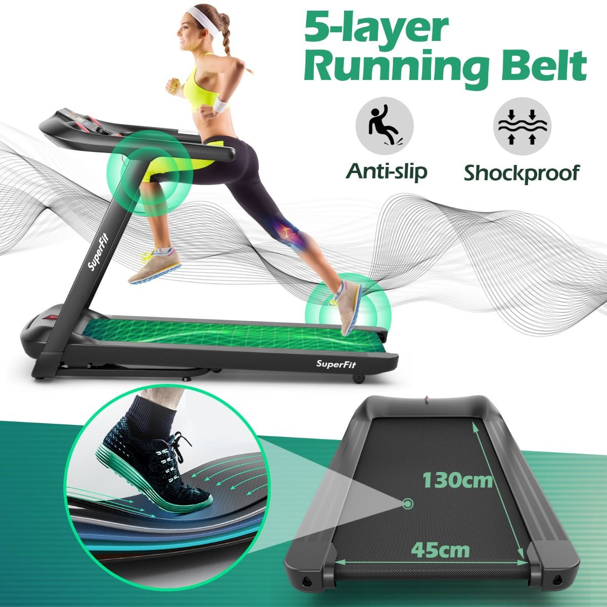 4.75HP Folding Treadmill with Voice Control & 20 Preset Programs & Auto Incline