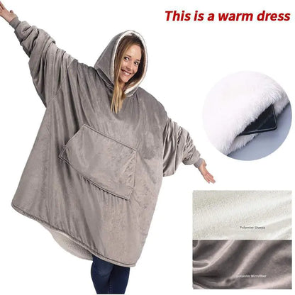 Winter Warm TV Blanket with Sleeves Big Pocket Fleece Family