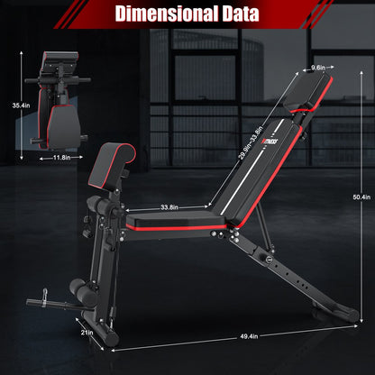 770 LB Adjustable Weight Bench Foldable Workout Bench Press for Full Body Strength Training, Incline Decline Bench with Fast Folding