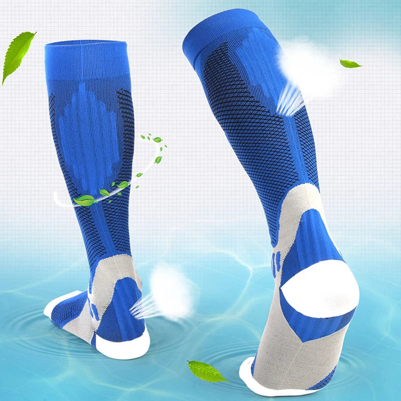 Men Women Compression Running Gym Socks Knee High Support Stockings Breathable Cycling Sports Socks for Socer Basketball Sport