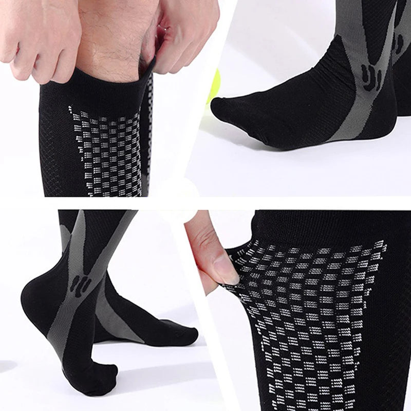 Men Women Compression Running Gym Socks Knee High Support Stockings Breathable Cycling Sports Socks for Socer Basketball Sport