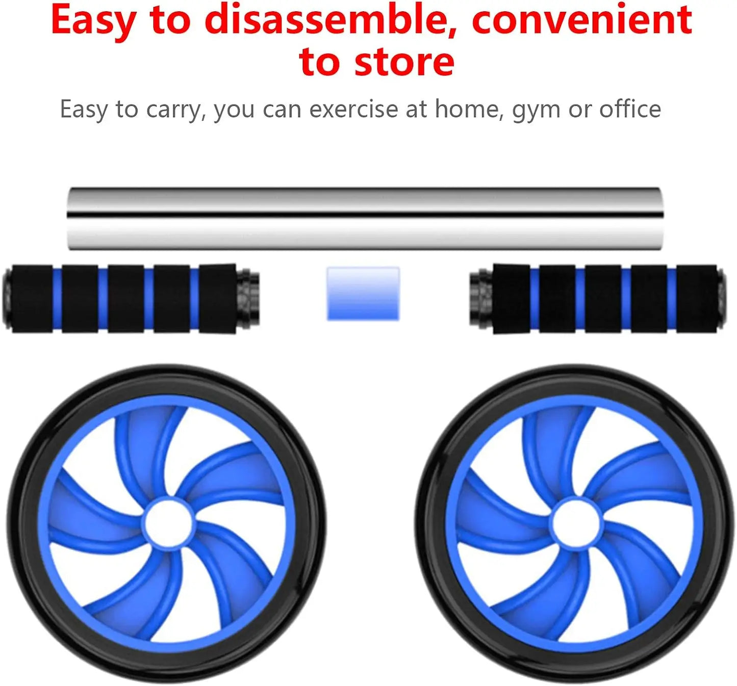 AB Wheel Roller Kit with Push-Up Bar Knee Mat Jump Rope and Hand Gripper Home Gym Workout for Core Strength & Abdominal Exercis