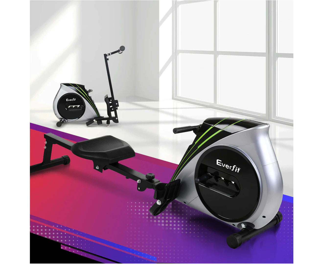 Rowing Machine Rower Elastic Rope Resistance Fitness Home Cardio Silver