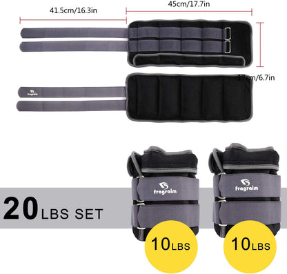 Adjustable Ankle Weights 1-3/4/5/6/8/10/12/15/20 LBS Pair with Removable Weight for Jogging, Gymnastics, Aerobics, Physical Therapy