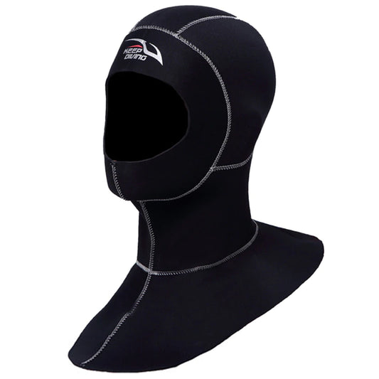 3MM Neoprene Diving Hoods Cap Hat Women Men Winter Snorkel Wetsuit Warm Head Cover Bibbed Long to Shoulder Scuba Hoodies Black